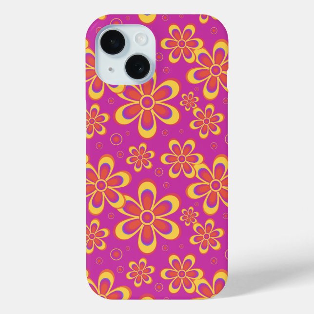 Magenta Lila Yellow Groovy Blume Pattern Case-Mate iPhone Hülle (Rückseite)