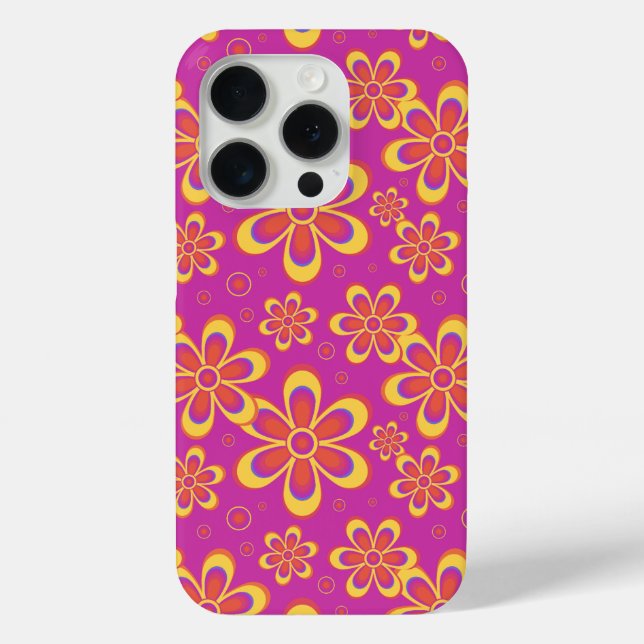 Magenta Lila Yellow Groovy Blume Pattern Case-Mate iPhone Hülle (Rückseite)