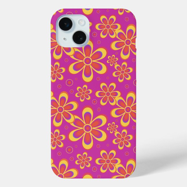 Magenta Lila Yellow Groovy Blume Pattern Case-Mate iPhone Hülle (Rückseite)