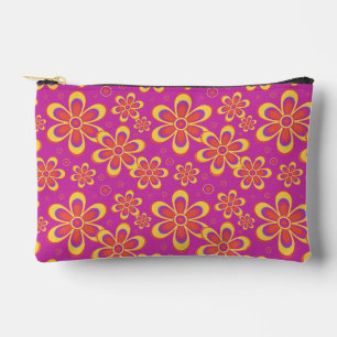 Magenta Lila Yellow Groovy Blume Pattern Zubehörtasche
