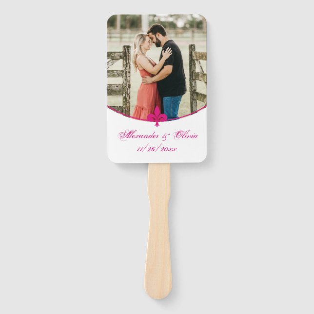 Magenta Lilie Foto Hand Fan Fächer (Vorderseite)