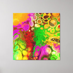 Magenta, Lime Green, Black Yellow abstrakt Art Leinwanddruck