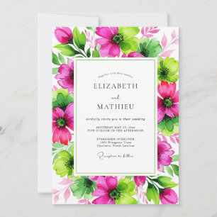 Magenta Limette Lebendige Botanische Hochzeit Einladung