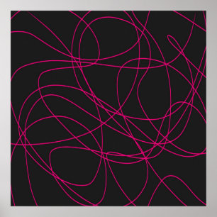 Magenta-Linienkunst auf Schwarz  Poster