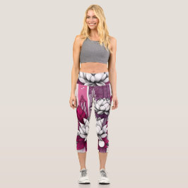 Magenta Lotus Blume in modernen Leggings