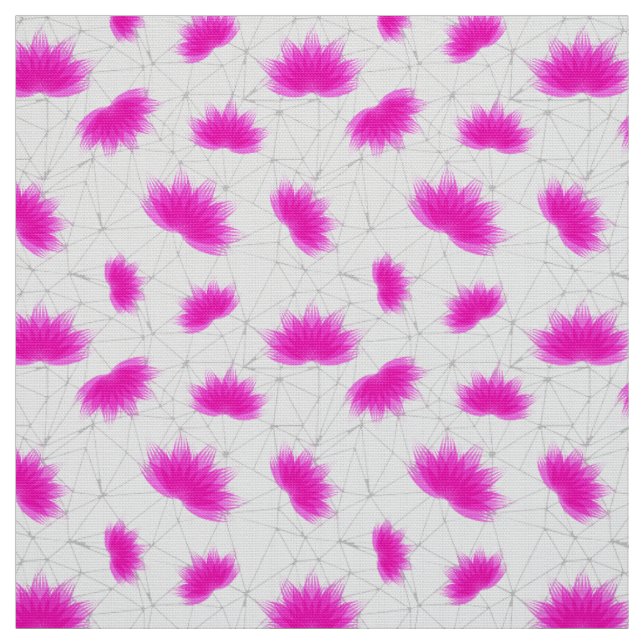 Magenta Lotus Blume Muster mit grauem Netz Stoff (Muster)
