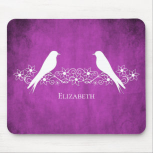 Magenta Lovebirds Blumenmousine Mousepad