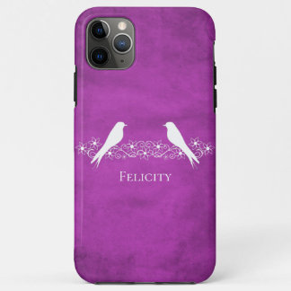 Magenta Lovebirds Floral Vine iPhone Case