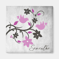 Magenta Lovebirds Personalisiert Magnet
