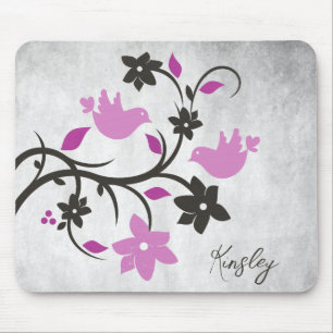 Magenta Lovebirds Personalisiert Mouse Pad Mousepad