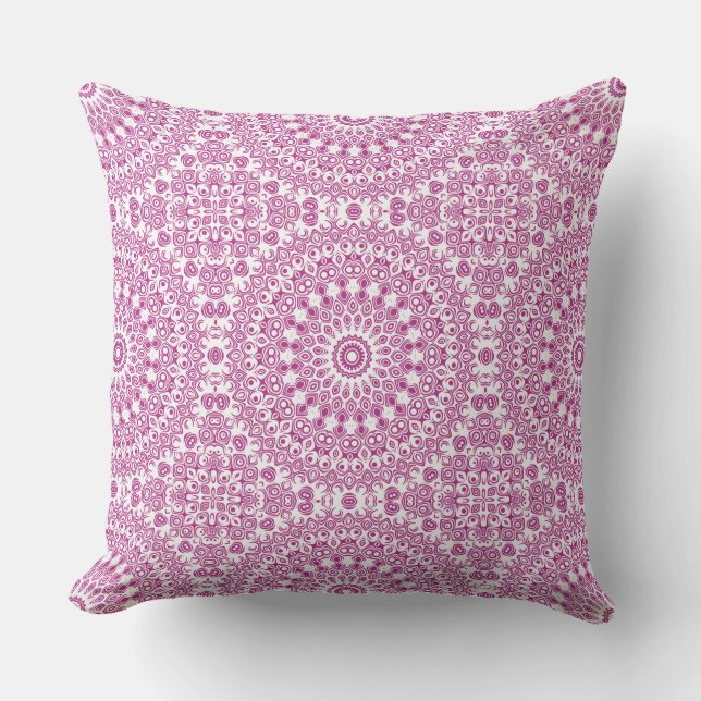 Magenta Mandala Geometrisches Muster Kissen (Vorderseite)