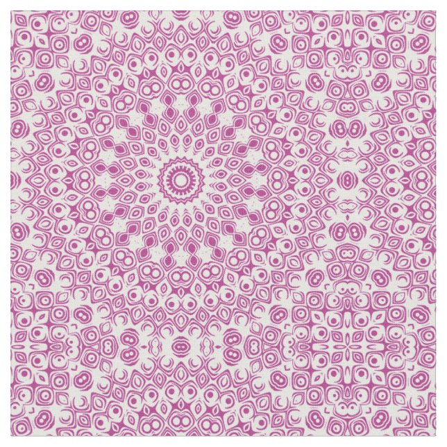Magenta Mandala Geometrisches Muster Stoff (Nahaufnahme)
