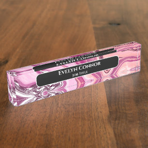Magenta Marble Classy Moderne Personalisiert Namensplakette