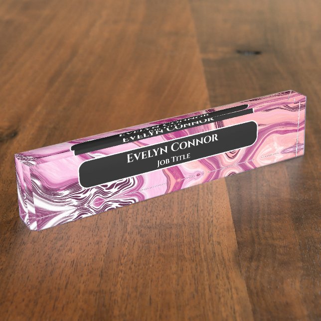 Magenta Marble Classy Moderne Personalisiert Namensplakette (Seite)