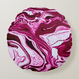 Magenta-Marmorstruktur Rundes Kissen