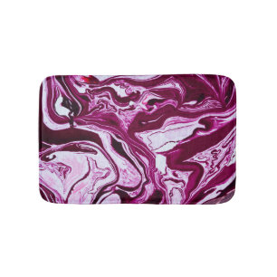 Magenta Marmortextur: Abstrakte Fluid Art Badematte