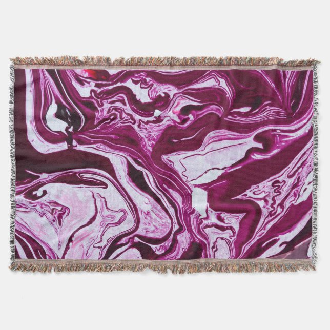 Magenta Marmortextur: Abstrakte Fluid Art Decke (Vorderseite)