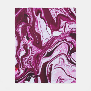 Magenta Marmortextur: Abstrakte Fluid Art Fleecedecke