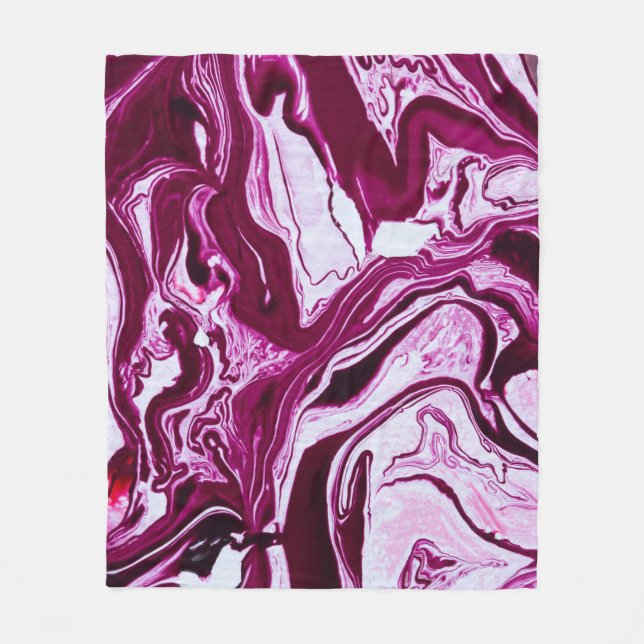 Magenta Marmortextur: Abstrakte Fluid Art Fleecedecke (Vorderseite)