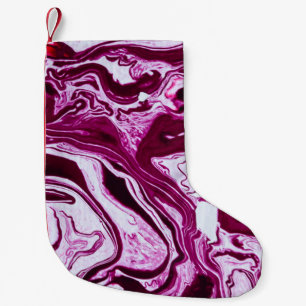 Magenta Marmortextur: Abstrakte Fluid Art Kleiner Weihnachtsstrumpf