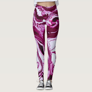 Magenta Marmortextur: Abstrakte Fluid Art Leggings