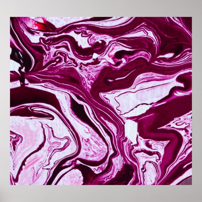 Magenta Marmortextur: Abstrakte Fluid Art Poster (Vorne)