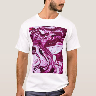 Magenta Marmortextur: Abstrakte Fluid Art T-Shirt