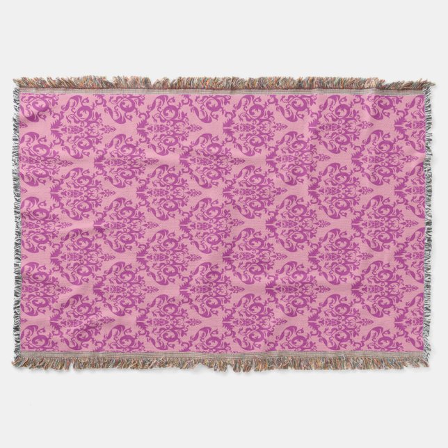 Magenta Mattiert Orchid Damask Decke (Vorderseite)