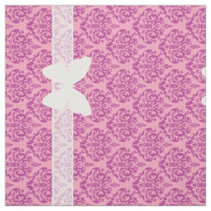 Magenta Mattiert Orchid Damask mit Schmetterling Stoff