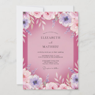 Magenta-Mauve-Ranunculus-Eucalyptus-Hochzeit Einladung