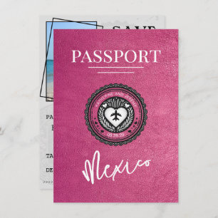 Magenta Mexico Passport Save the Date