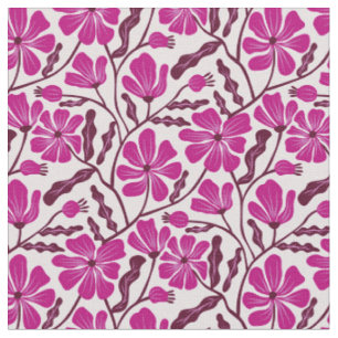 Magenta Mid Century Modern Blumenmuster Stoff