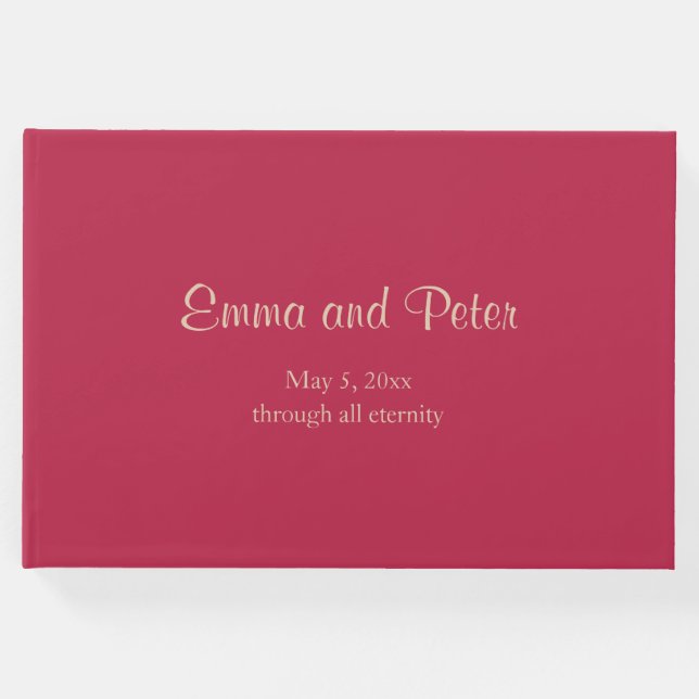 Magenta Minimalistische Hochzeit durch die Ewigkei Gästebuch (Vorderseite)
