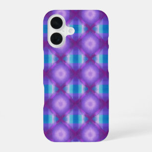 Magenta mystical Grid turquoise geometric iPhone 16 Hülle