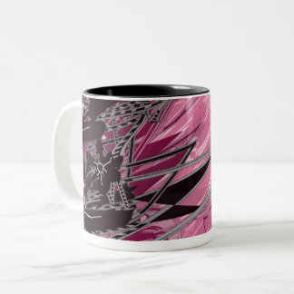 Magenta Neon Geometrie — Abstrakter Kunstbecher Zweifarbige Tasse
