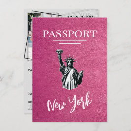 Magenta New York City Passport Save the Date