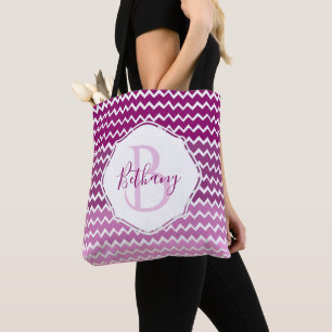 Magenta Ombre Zickzack Personalisiert Tote Bag