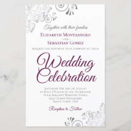 Magenta on White BUDGET Hochzeit einladen Groß