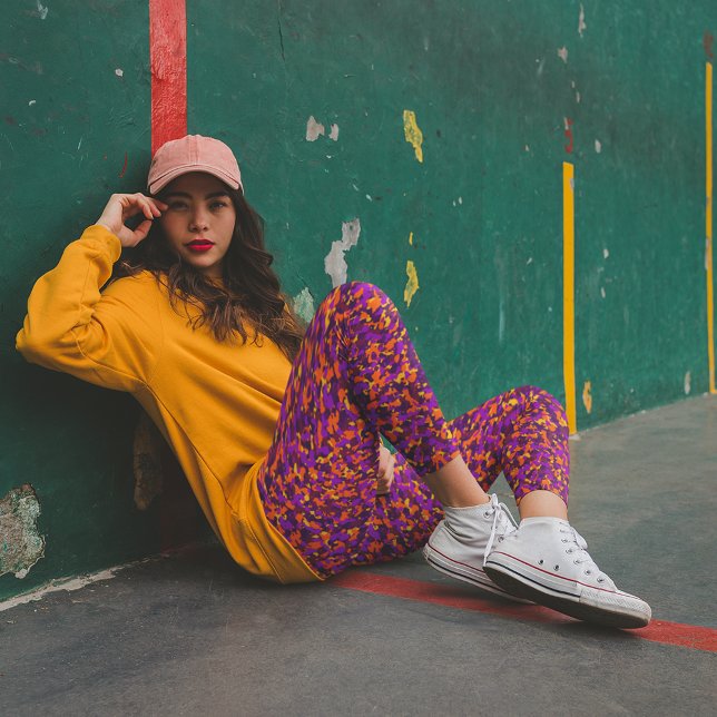 Magenta Orange Bright Herbst Camouflage Leggings (Von Creator hochgeladen)