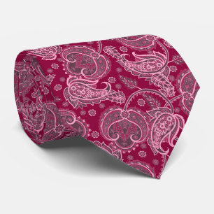 Magenta Paisley-Damask-Blumenmuster ethnisch orien Krawatte