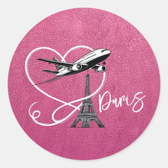 Magenta Paris Passport Runder Aufkleber (Vorderseite)