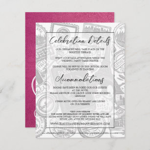 Magenta Paris Passport Wedding Begleitkarte