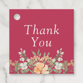 Magenta Peach und White Floral Gastgeschenk Hochze Geschenkanhänger