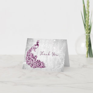 Magenta Peacock Danke-Karte Karte