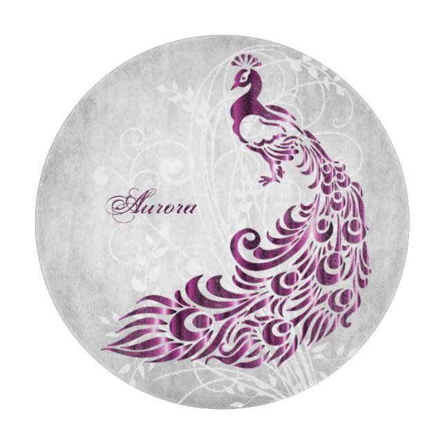 Magenta Peacock Personalisiert Cutting Board Schneidebrett (Vorderseite)