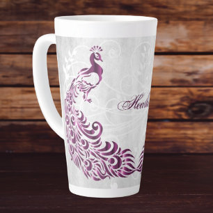 Magenta Peacock Personalisierte Latte-Tasse Milchtasse