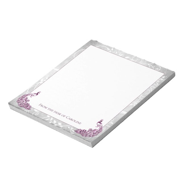 Magenta Peacocks Notepad Notizblock (Rotiert)
