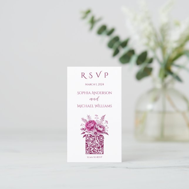 Magenta Peony-UAWG-QR-Code: Visitenkarte (Stehend Vorderseite)