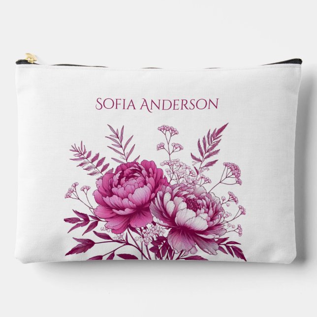 Magenta Peony Zubehörtasche (Vorderseite)