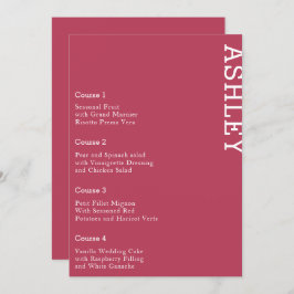 Magenta Personalisiert Guest Name Wedding Menükarte